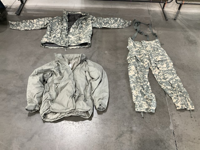 (25) Pairs of Cold Weather Trousers, (45) Wet Weather Jackets & Assorted Items