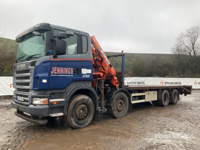 2007 Terex 1652-A2 on 2007 Scania R420 8x4 Twin-Steer Flatbed Truck with Crane