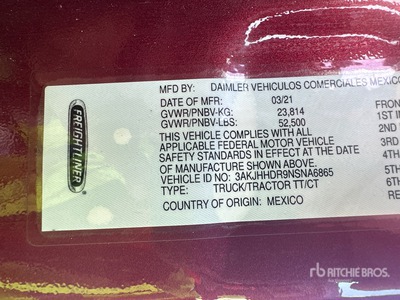 2022 Freightliner Cascadia 126 6x4 Cabeza Tractora Cabina Dormitorio