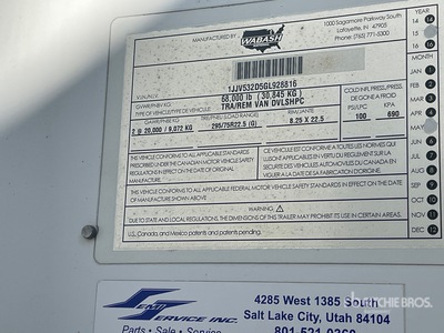 2016 Wabash 53 ft Van Trailer