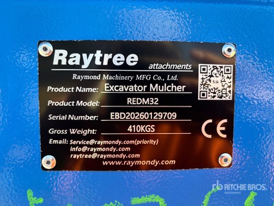 2026 Raytree REDM32 32 in Excavator Drum Mulcher - Fits 3 - 8 ton (Unused)