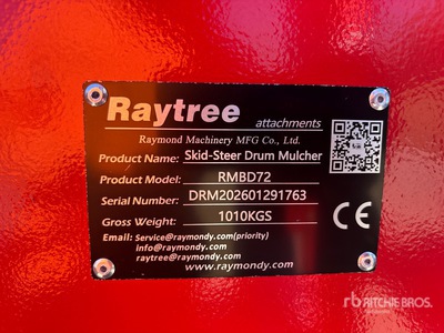 2026 Raytree RMBD72 72 in Skid Steer Mulcher (Unused)