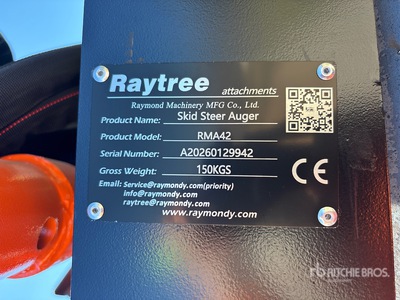 2026 Raytree RMA42 Skid Steer Auger (Unused)