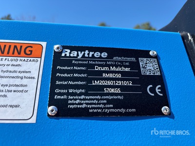2026 Raytree RMBD50 50 in Drum Skid Steer Mulcher (Unused)