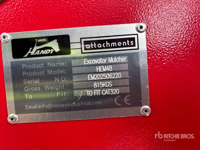 2025 Handy HEM48 48 in Excavator Mulcher - Fits Cat 320 (Unused)