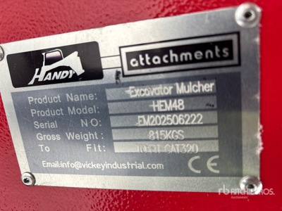 2025 Handy HEM48 48 in Excavator Mulcher - Fits Cat 320 (Unused)