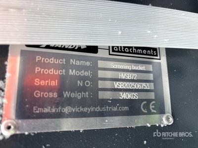 2025 Handy HVSB72 72 in Skid Steer Screening Bucket (Unused)