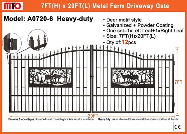 Quantity of (6) 2026 MTO A0720-6 20 ft x 7 ft Wrought Iron Bi-Parting Driveway Gate (Unused)
