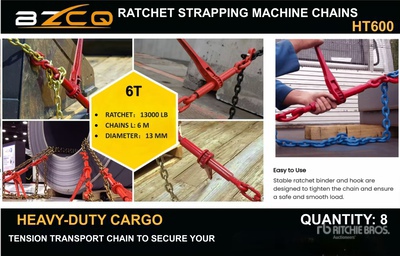 Quantity of (8) 2026 BZCQ HT600 Lote de Cadenas con Matracas (Sin Usar) / Ratchet Binder & Chains Articoli da ferramenta e di consumo (Unused)