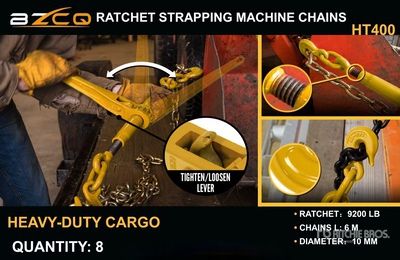 Quantity of (8) 2026 BZCQ HT400 Lote de Cadenas con Matracas (Sin Usar) / Ratchet Binder & Chains Articoli da ferramenta e di consumo (Unused)