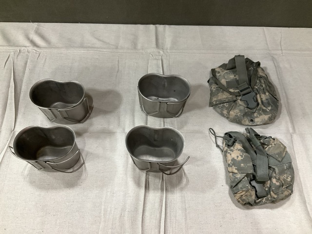 (109) Water Canteen Cups, (283) General Purpose Canteen Pouches & Assorted Items