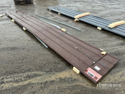 Quantity of (20) 19.69 ft x W 3 ft Brown Metal Roof Panels (Unused)