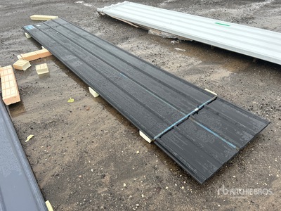 Quantity of (30) 16 ft x W 3 ft Black Metal Roof Panels (Unused)