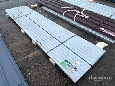 Quantity of (70) 12 ft x W 35 in White Metal Roof Panels (Unused)