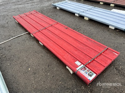 Quantity of (30) 12 ft x W 3 ft Polycarbonate Roof Panels in Red معدات بناء متنوعة (Unused)
