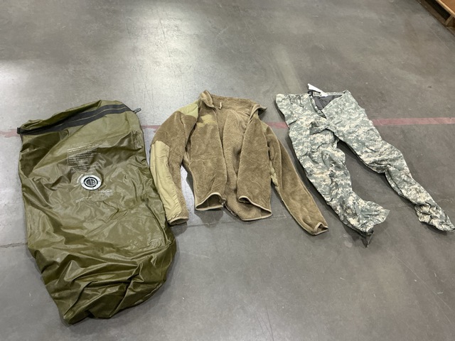 (6) Cold Weather Jackets, (24) Main Pack Waterproofing Bags & Assorted Items