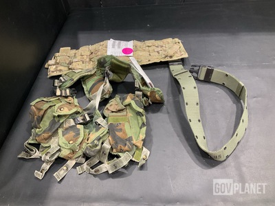 (32) Individual Equipment Belts, (66) Load Carrying Vests & Assorted Items