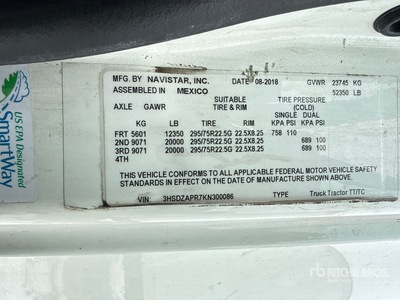 2019 International LT625 6x4 T/A Sleeper Truck Tractor