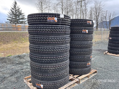 Quantity of (16) Bossway BD525 11R24.5 Drive Tires (Unused)