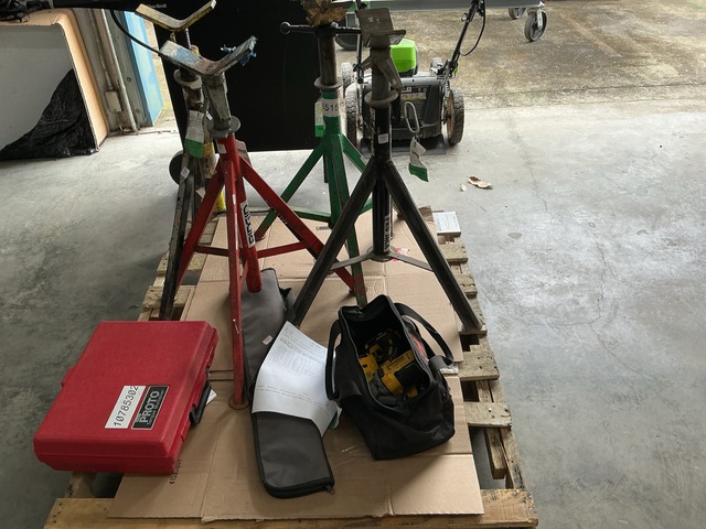 Quantity of (4) Pipe Stands, (1) Torque Multiplier, (1) Rescue Pole, & (1) Cordless Impact