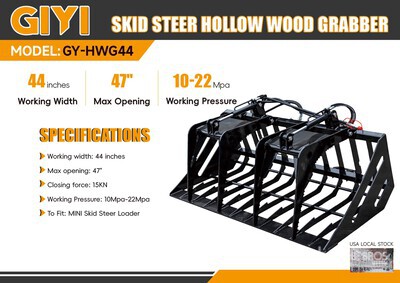 2026 GIYI GY-HWG44C 44 in Skeleton Mini Skid Steer Grapple Bucket (Unused)