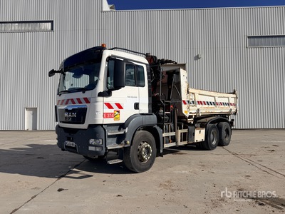 2009 Palfinger PK15500 6100 kg Articulated Boom on 2009 MAN TGS33.440 6x4 Camion Bi-Benne Avec Grue Kiepwagen met kraan