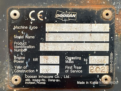 2021 Doosan DL250-7 Wheel Loader