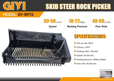 2025 GIYI GY-RP72 72 in Skid Steer Rock Picker (Unused)