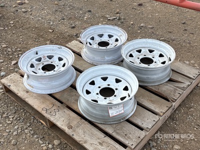 Quantity of (4) White str 15x6 SPK 6H-5.5 Wheels