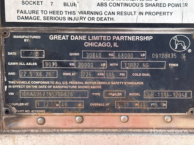 2009 Great Dane 48 ft x 102 in T/A Gekoelde Aanhangwagen