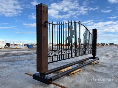 19 ft x 8 ft 10 in Steel Heavy Duty Bi-Parting Driveway Gate (Unused)