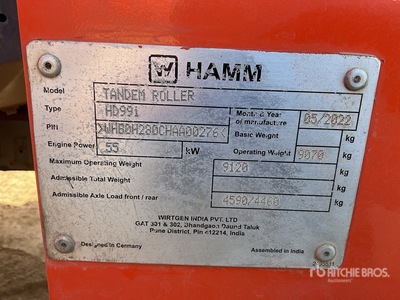 2020 Hamm HD99I Compacteur double bille