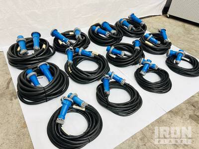 Quantity of (12) Assorted LEX 100, 60, & 30 Amp Power Cords (Unused)
