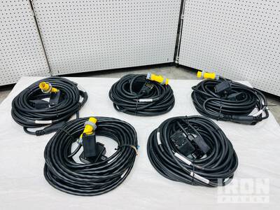 Quantity of (5) LEX 75 ft 'Y' Power Distribution Cords w/ Duplex Boxes (Unused)
