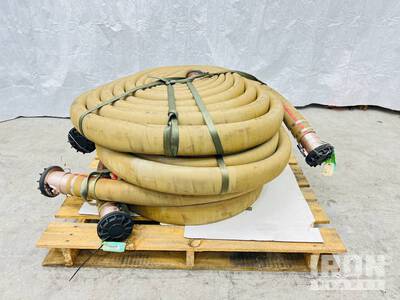 Quantity of (4) 3 in x 50 ft Fuel Discharge Hoses w/ Flow Valves Varios, tienda, almacen, consumidor (Unused)