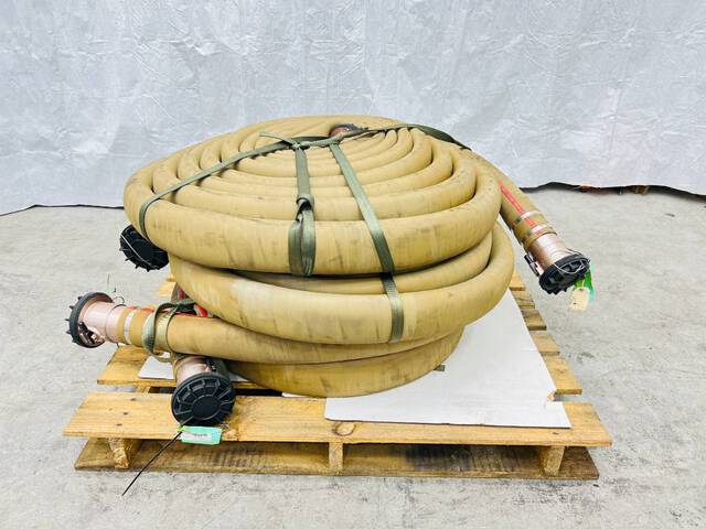 Quantity of (4) 3 in x 50 ft Fuel Discharge Hoses w/ Flow Valves (Unused)