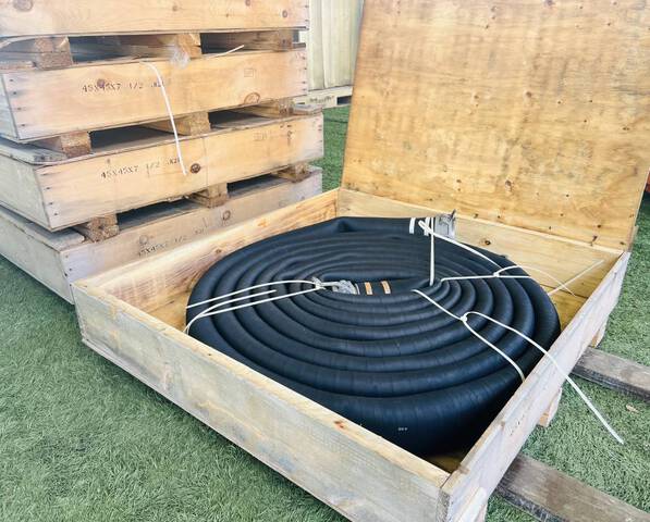 Quantity of (6) 4 in x 50 ft Semi Rigid Fuel/Water Hoses w/ Camlock Fittings (Unused)