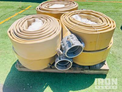 Quantity of (6) 6 in x 50 ft Lay Flat Fuel/Water Hose w/ Camlock Fittings Varios, tienda, almacen, consumidor (Unused)