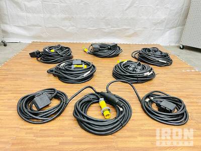 Quantity of (6) LEX 20 Amp 75 ft Y Splitter Power Cords w/ Duplex Boxes (Unused)