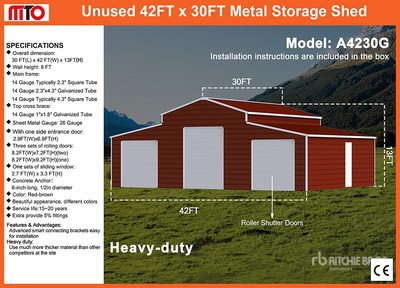 2026 MTO A4230G 42 ft x 30 ft Metal Shed (Unused)