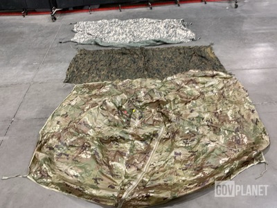 (2) Tents, (67) Tarpaulins, (6) ICS Improved Combat Shelters & Assorted Items