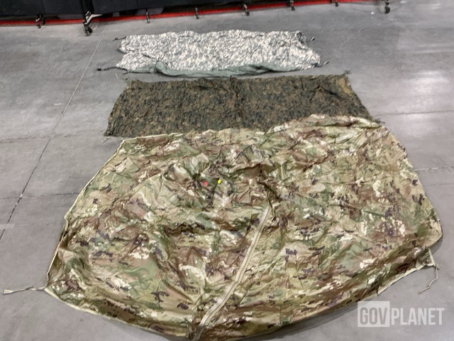 (2) Tents, (67) Tarpaulins, (6) ICS Improved Combat Shelters & Assorted Items