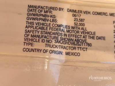 2018 Freightliner Cascadia 113 6x4 T/A Sleeper Truck Tractor