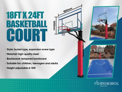 2026 suhivelee BC-18ft×24ft 18 ft x 24 ft Basketball Court w/Adjustable Backboard (Unused)