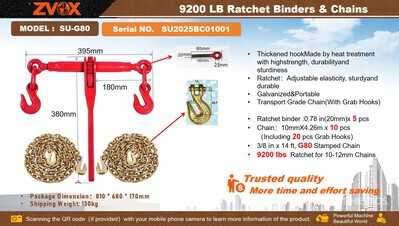 Quantity of 2025 ZVOX SU-G80 Ratchet Binders & Chains Varios, tienda, almacen, consumidor (Unused)