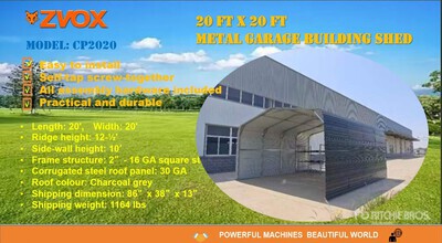 2025 ZVOX CP2020 20 ft X 20 ft Carport (Unused)