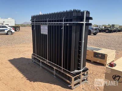 (22) Pieces of Powder Coated Steel Fence w/(23) Post Connectors - Unused