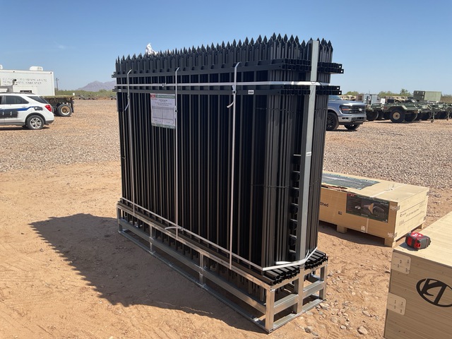 (22) Pieces of Powder Coated Steel Fence w/(23) Post Connectors - Unused