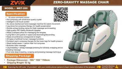 2025 ZVOX MRT-200 Zero-Gravity Massage Chair (Unused)