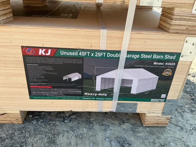 KJ K4525 Double Garage Steel Barn Shed - Unused